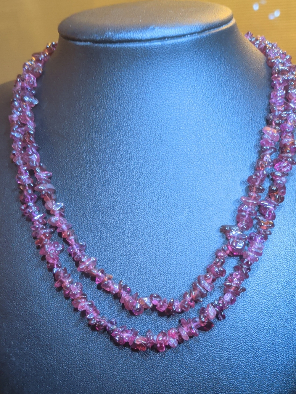 Genuine Garnet Chip Necklace 33" Long